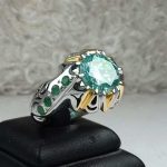 انگشتر موزونایت سبز الماس روسی