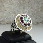 انگشتر جواهری سنگ اصلی یاقوت قرمز موزونایت یاقوت زرد