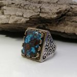 انگشتر فیروزه شجری نیشابوری طبیعی خوش رنگ