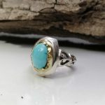 انگشتر فیروزه نیشابوری طبیعی خوش رنگ صاف