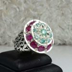 انگشتر جواهری موزونایت الماس روسی و یاقوت سرخ آفریقایی اصلی