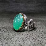 انگشتر عقیق سبز خطی