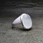 انگشتر عقیق یمن سفید الماس تراش