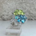 انگشتر سنگ اصلی زبرجد و توپاز اصلی