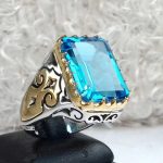 انگشتر توپاز سویسی چهارگوش درجه یک زیبا