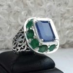 انگشتر یاقوت کبود اصلی مخراج زمرد زانبیا اصلی