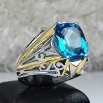 انگشتر توپاز سویسی اصلی تراش لیزری کیفیت بالا