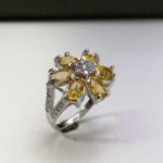 انگشتر جواهری نگین سیترین طلایی اصلی