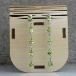 گوشواره جواهری سنگ اصلی 5 نگین زبرجد اشکی