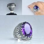 انگشتر آمتیست اصلی طبیعی خوش رنگ