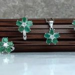 نیم ست جواهری سنگ اصلی زمرد