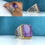 انگشتر آمتیست اصلی رنگ طبیعی