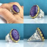 انگشتر آمتسیت اصلی خوش رنگ خط دستی یا رقیه