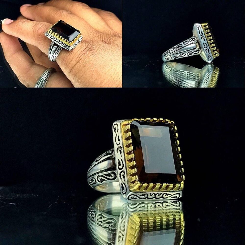 انگشتر کوارتز دودی