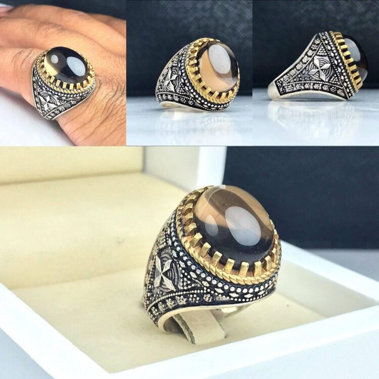 انگشتر کوارتز دودی