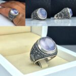 انگشتر عقیق یمن کبود الماس تراش