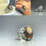 انگشتر حدید طلایی خطی