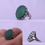 انگشتر عقیق سبز خطی