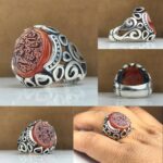 انگشتر عقیق سرخ خطی