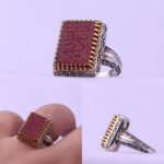 انگشتر عقیق سرخ خطی زیبا