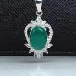 مدال آویز نقره عقیق سبز
