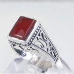 انگشتر عقیق سرخ چهار گوش