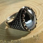 انگشتر نقره اسپرت طرح ترک نگین حدید