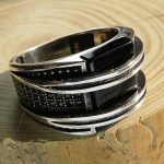 انگشتر نقره اسپرت عقیق مشکی طرح ترک