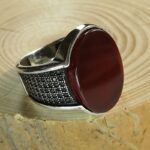 انگشتر نقره عقیق سرخ اسپرت طرح ترک زیبا