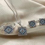 نیم ست نقره تمام نگین زیبا