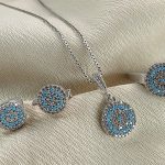 نیم ست نقره تمام نگین زیبا