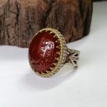 انگشتر عقیق یمن سرخ خطی