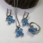 نیم ست جواهری توپاز آبی اصل