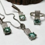 نیم ست جواهری موزونایت سبز الماس روسی