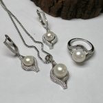 نیم ست جواهری مروارید پرورشی