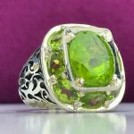 انگشتر زیبای ۹ نگین زبرجد اصل