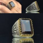 انگشتر کوارتز دودی چهارگوش