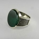 انگشتر نقره عقیق سبز طرح ترک