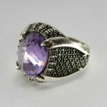 انگشتر نقره اسپرت طرح ترک نگین بنفش