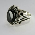 انگشتر نقره عقیق مشکی طرح ترک