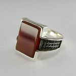 انگشتر نقره عقیق قرمز طرح ترک