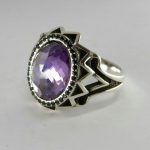 انگشتر نقره اسپرت طرح ترک نگین بنفش