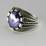 انگشتر نقره نگین بنفش طرح ترک