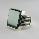 انگشتر نقره عقیق سبز طرح ترک