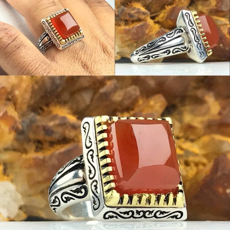 انگشتر عقیق یمنی چهارگوش اصل