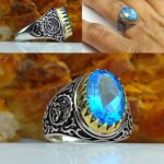 انگشتر توپاز آبی اصل