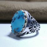 انگشتر فیروزه شجری خوش‌رنگ طبیعی