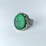 انگشتر عقیق سبز خط یا رقیه