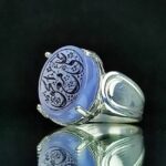 انگشتر عقیق یمنی کبود اصل خط علی مع الحق