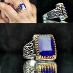 انگشتر یاقوت کبود چهارگوش اصل